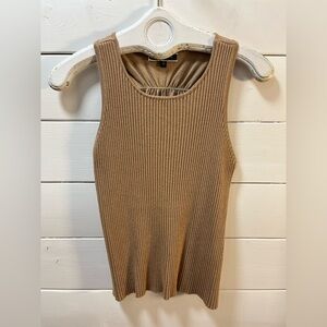 MELANIE LYNE Gold Shimmer Ribbed Sleeveless Top – Size L